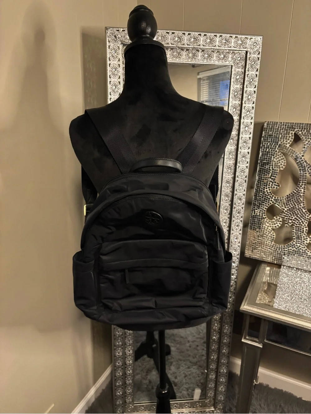 🎀Tory Burch Black Nylon Backpack with Front Pocket